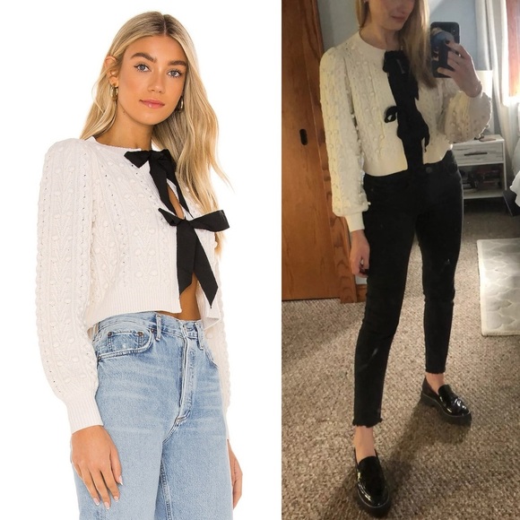 Alice and Olivia Kitty Puff Sleeve Cardigan - Picture 14 of 16